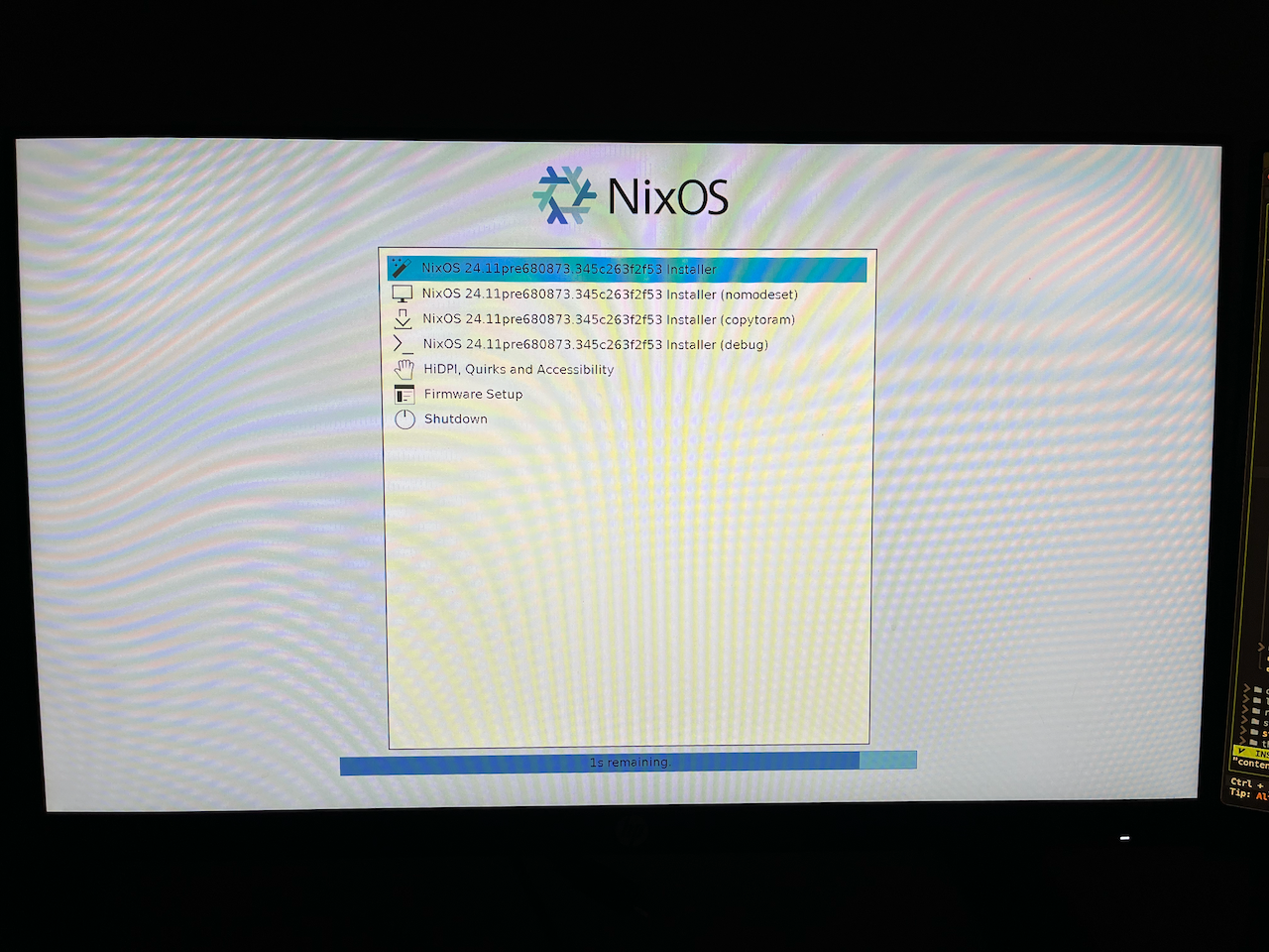 The NixOS booting screen